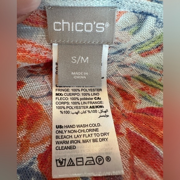 Chico’s Ikat Floral Ruana Wrap S /M - Picture 6 of 10